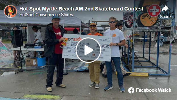 Hot Spot Convenience Stores Donates $5500 to Matt Hughes Skatepark in Myrtle Beach, SC