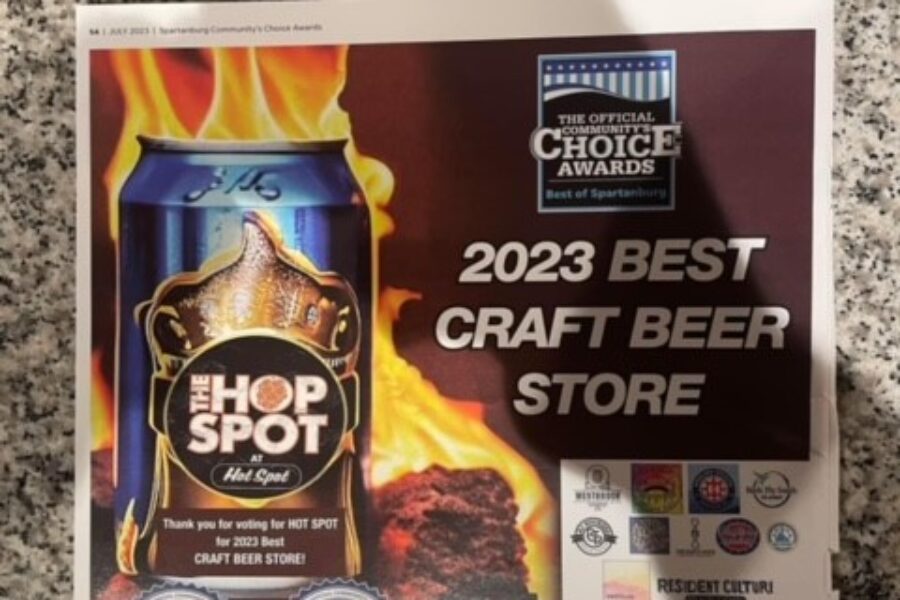 Hop Spot Beer Program in Downtown Spartanburg Wins Best Craft Beer for 3rd Consecutive Year at 2023 Best of Spartanburg
